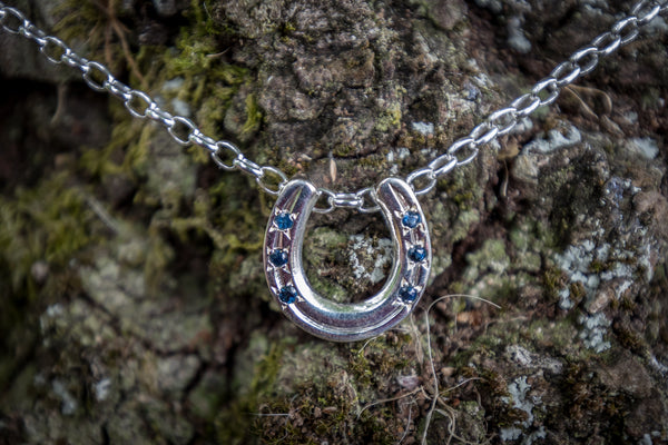 Horse Shoe Pendant - Sapphires or Garnets