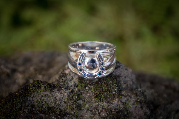 Horse Shoe Rim Ring - Sapphires