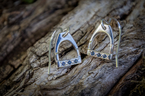 Stirrup Earrings - Sterling Silver - Sapphires