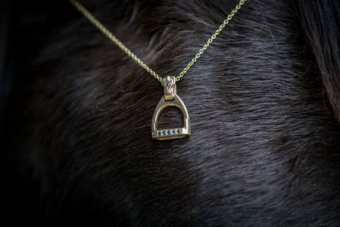 Stirrup Pendant - Small - 9ct Gold - Sapphires