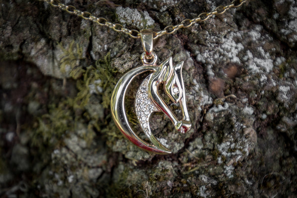 Horse Head Pendant - 9ct Gold - Diamonds