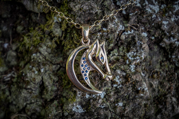 Horse Head Pendant - 9ct Gold - Sapphires