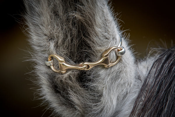 Snaffle Bit Bangle - Sterling Silver and 9ct Yellow or Rose Gold - Small