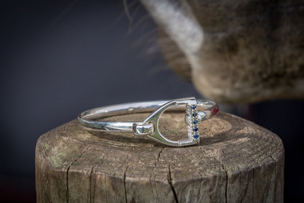 Stirrup Bangle - Sterling Silver - Sapphires