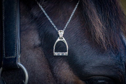 Stirrup Pendant - Sterling Silver - Jumbo - Diamonds